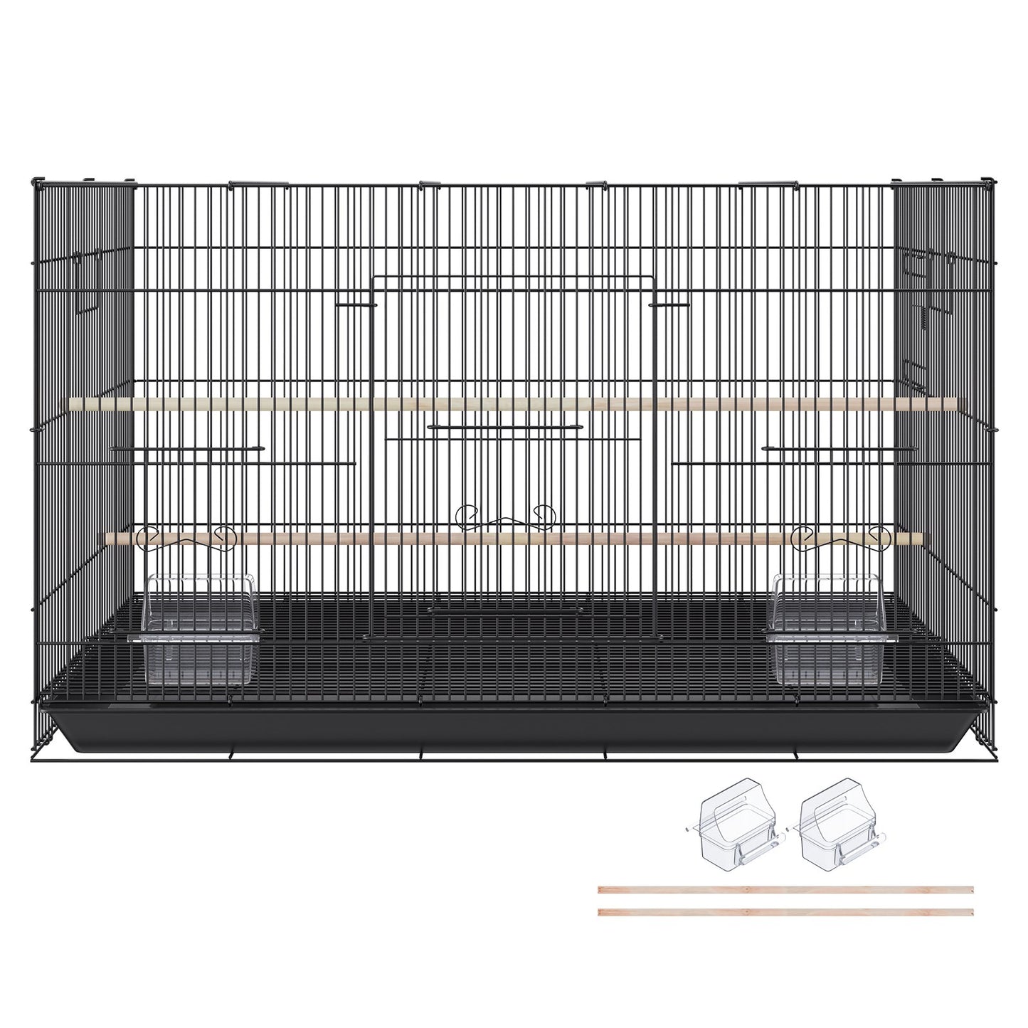 30 Inch Bird Cage, Metal Large Parakeet Cages for Cockatiels Small Parrot Budgies Lovebirds Canary, Pet Bird Cage with Rolling Stand and Tray