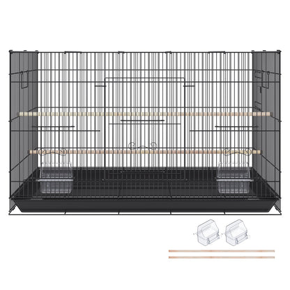 30 Inch Bird Cage, Metal Large Parakeet Cages for Cockatiels Small Parrot Budgies Lovebirds Canary, Pet Bird Cage with Rolling Stand and Tray