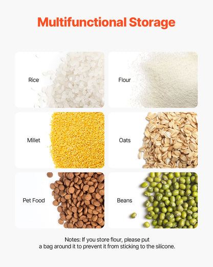 Rice Storage Container, 3.5Gal/15Lx2 + 4.5Gal/20Lx2 Large Dog Food Dispenser Bin, Kitchen Ingredient Grain Cereal Bin, Pet food Containers with Wheels, 4 Measuring Cups, Airtight Lid, 4 Pack