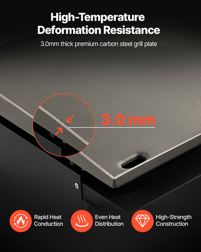 Commercial Griddle, 22.4" Heavy Duty Manual Flat Top Griddle, Countertop Gas Grill with Non-Stick Cooking Plate, Steel Natural Gas Griddle, H-Shaped Burner Restaurant Portable Grill, 13,000 BTU