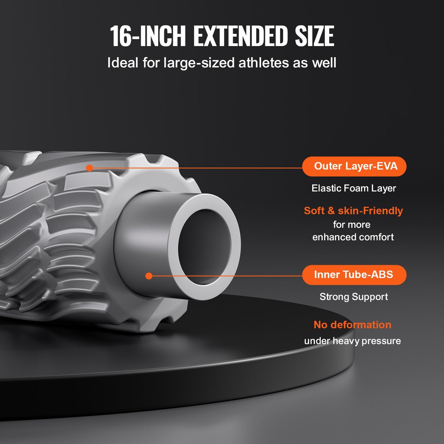 Vibrating Foam Roller, 5-Speed Electric Massage Roller, 16" Rechargeable Muscle Roller with 3 Vibration Modes, High Density EVA Foam Massager for Deep Tissue, Back Pain Relief, Exercise Recovery