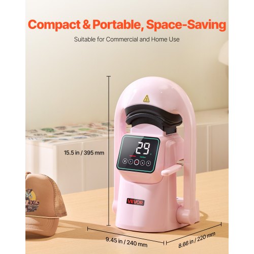 Auto Hat värmepressmaskin 2 st utbytbara plattor pekskärm rosa