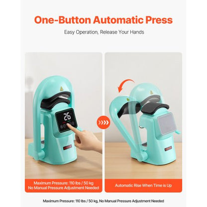 Auto Hat värmepressmaskin 2 st utbytbara plattor pekskärm grön