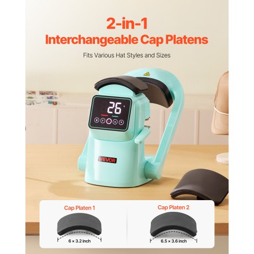 Auto Hat värmepressmaskin 2 st utbytbara plattor pekskärm grön