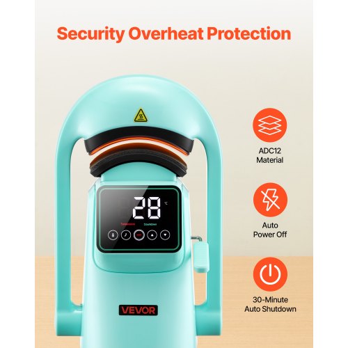 Auto Hat värmepressmaskin 2 st utbytbara plattor pekskärm grön