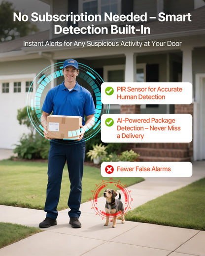 Video Doorbell, 2K Wireless Camera Ring Doorbell Works with 170° Ultra-Wide View, 2-Way Audio, Motion Detection & Night Vision, Supports Alexei & Google, Cloud Storage, Battery/Wired Powered
