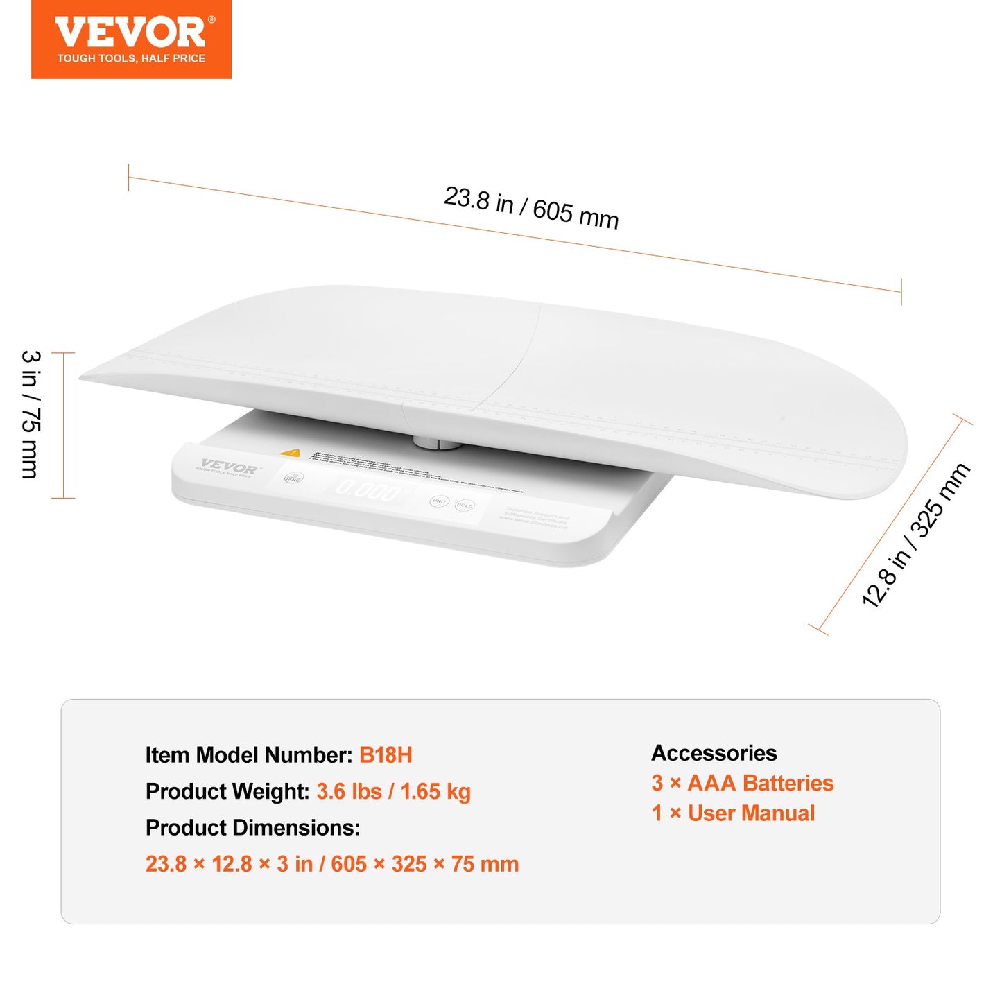 Babyvåg Smart Bluetooth Digitalvåg för spädbarnsvikt med hållfunktion