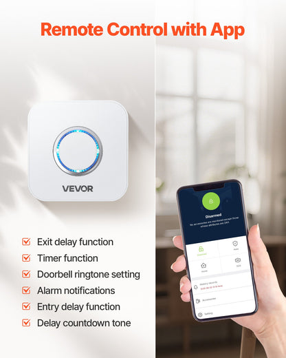 Door Chime, DC 12V, Wireless Door Open Contact Sensor Alarm Chime with 656 ft Range, Remote Control with App, Doors Ringer Alert for Business, Store, Home, Office (6 Sensors + 1 Receiver)
