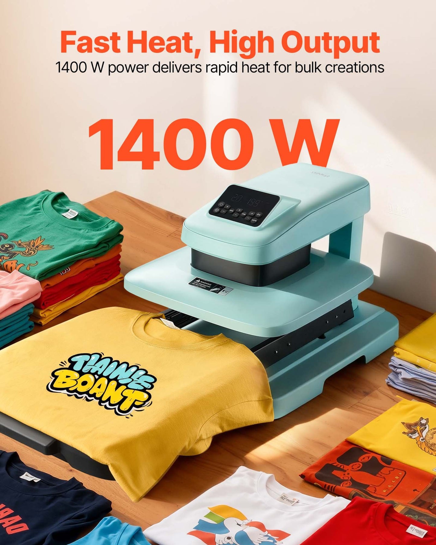 Auto Heat Press Machine, 15 x 15 inch, T-Shirt Press Machine with Auto Release and Adjustable Pressure, Digital Display, Rapid Heating, for Sublimation, Vinyl, Heat Transfer Projects, Green