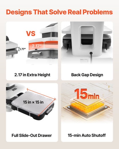 Auto Heat Press Machine, 15 x 15 inch, T-Shirt Press Machine with Auto Release and Adjustable Pressure, Digital Display, Rapid Heating, for Sublimation, Vinyl, Heat Transfer Projects, White