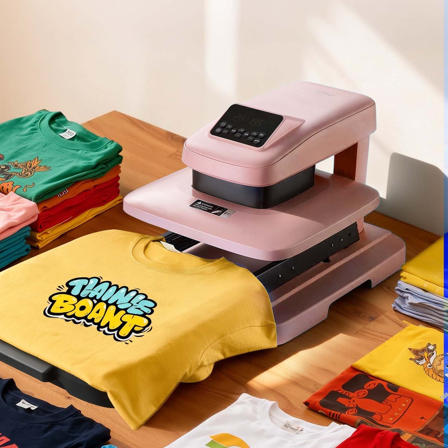 Auto Heat Press Machine, 15 x 15 inch, T-Shirt Press Machine with Auto Release and Adjustable Pressure, Digital Display, Rapid Heating, for Sublimation, Vinyl, Heat Transfer Projects, Pink