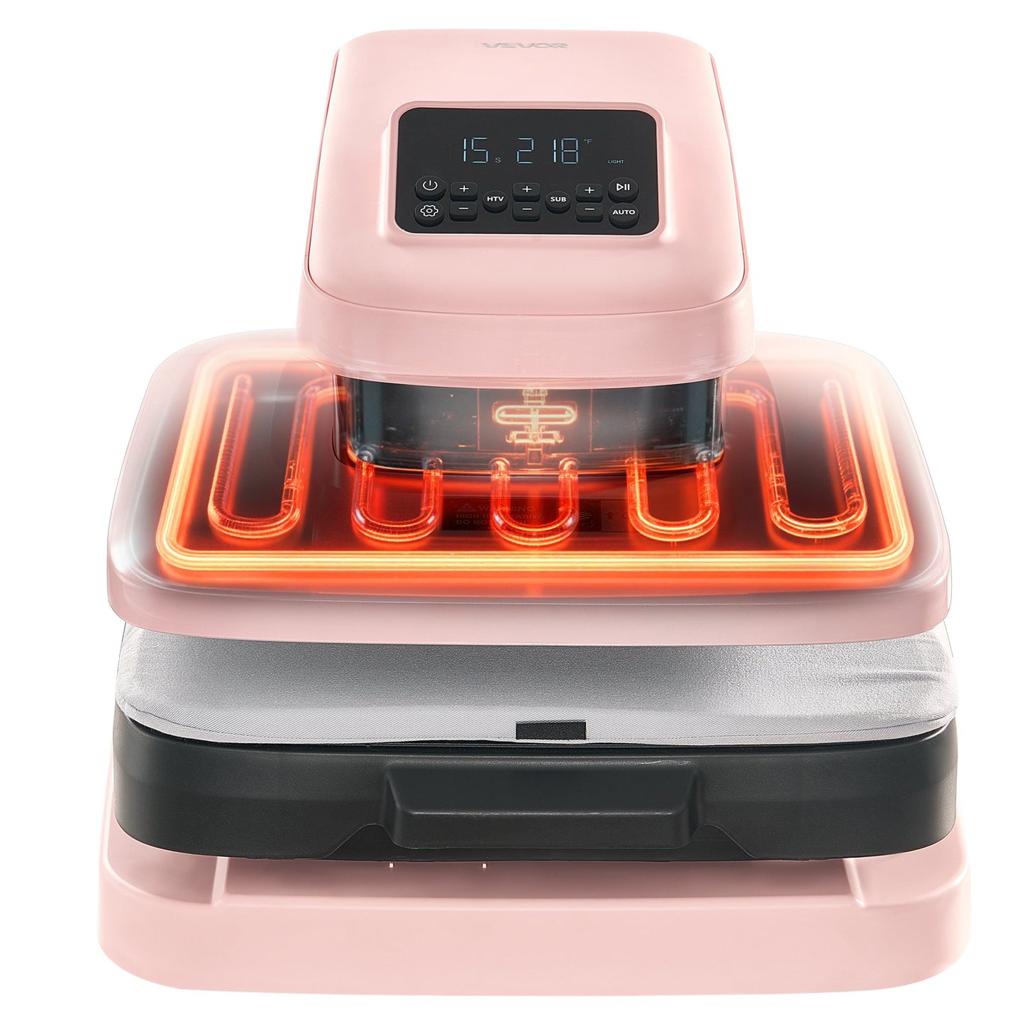 Auto Heat Press Machine, 15 x 15 inch, T-Shirt Press Machine with Auto Release and Adjustable Pressure, Digital Display, Rapid Heating, for Sublimation, Vinyl, Heat Transfer Projects, Pink