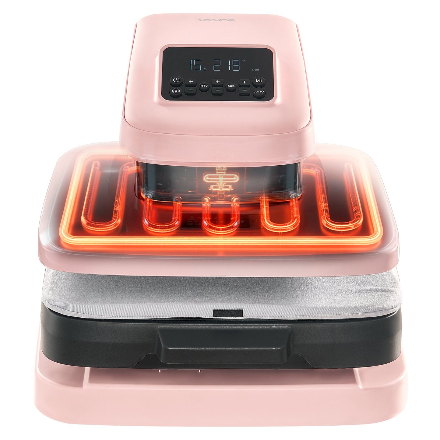 Auto Heat Press Machine, 15 x 15 inch, T-Shirt Press Machine with Auto Release and Adjustable Pressure, Digital Display, Rapid Heating, for Sublimation, Vinyl, Heat Transfer Projects, Pink