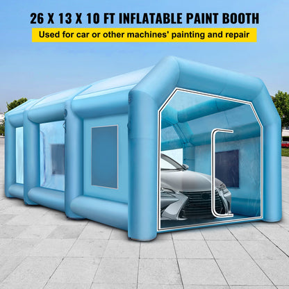 Inflatable Tent 26x13x10Ft Inflatable Spray Booth Customized Tent Inflatable Paint Booth Tent Car Paint Booth Giant Workstation 210D Oxford Fabric With 2 Blowers