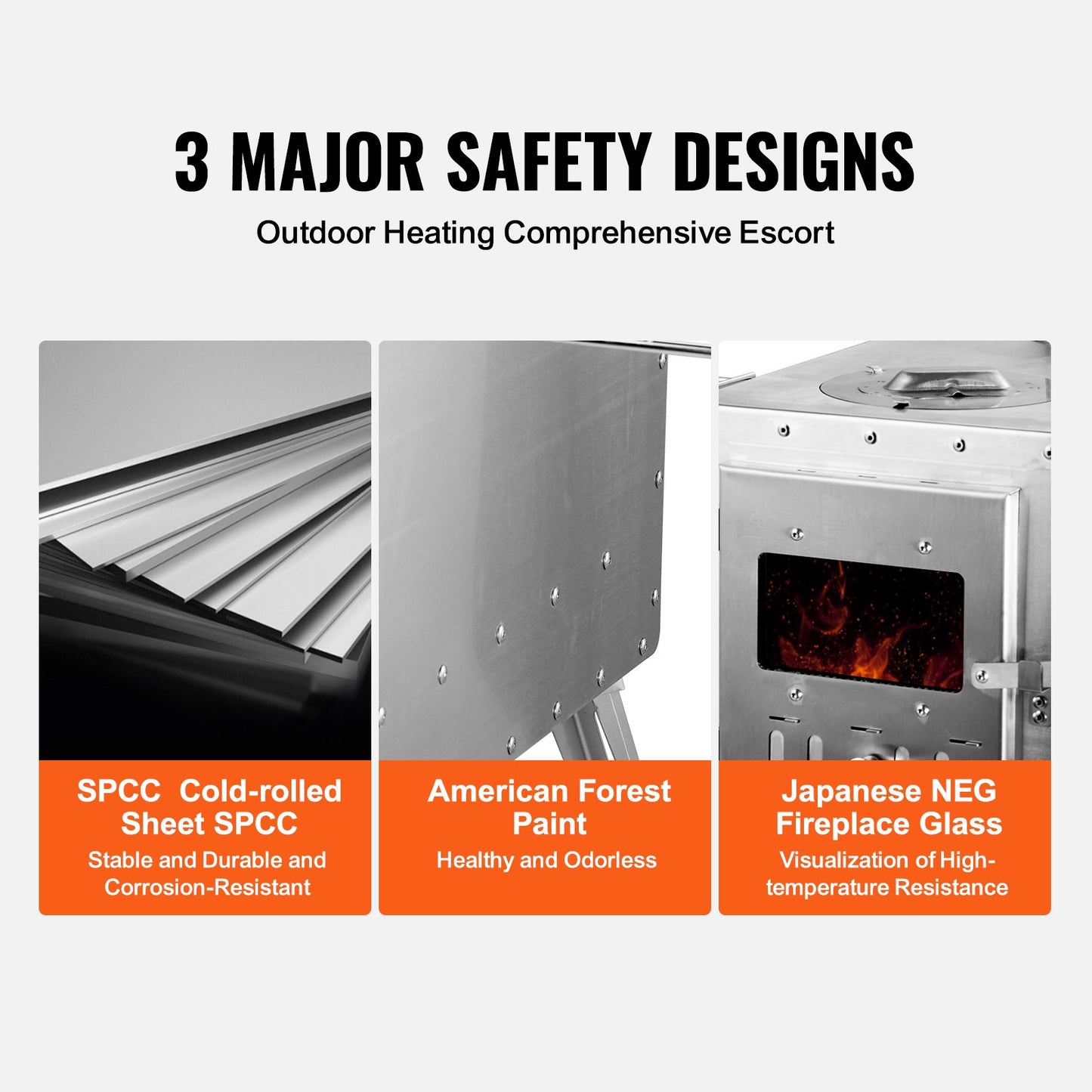 Holzofen, 86 Zoll, Edelstahl-Campingzeltofen, tragbarer Holzofen mit Kaminrohr und Handschuhen, 3000-Zoll-Feuerbox-Heißzeltofen zum Kochen und Heizen im Freien mit 8 Rohren