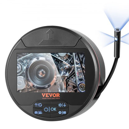Borescope Triple Lens Endoscope Camera with Light, 4.3" IPS Screen Inspection Camera with 8 + 2 Lights, IP67 Waterproof Snake Scope Camera for Automotive, Plumbing (16.4FT Cable, 32GB Card)