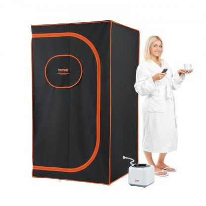 Portable Steam Sauna Tent Full Size, 1000W Personal Sauna Blanket Kit for Home Spa, Detoxify & Soothing Heated Body Therapy, Time & Temperature Remote Control With Floor Mat