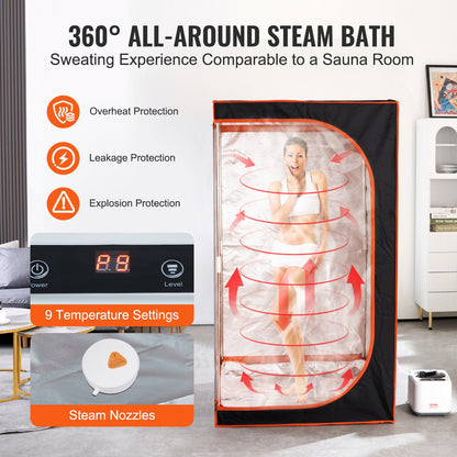 Portable Steam Sauna Tent Full Size, 1000W Personal Sauna Blanket Kit for Home Spa, Detoxify & Soothing Heated Body Therapy, Time & Temperature Remote Control With Floor Mat