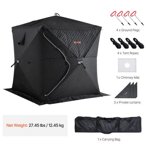 Outdoor Sauna Tent Pro, Portable Steam & Dry Sauna for 4 Persons, Heavy-Duty Oxford Cloth & Carbon Steel, Easy Setup for Camping, Backyard, or Home Gym,Easy Setup(Black)