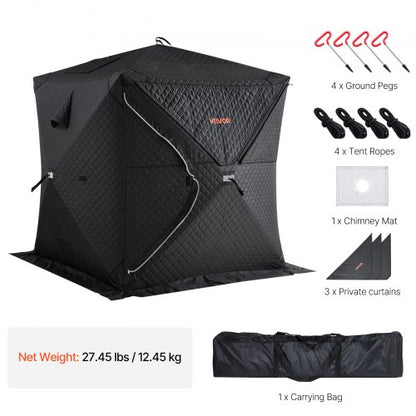 Outdoor Sauna Tent Pro, Portable Steam & Dry Sauna for 4 Persons, Heavy-Duty Oxford Cloth & Carbon Steel, Easy Setup for Camping, Backyard, or Home Gym,Easy Setup(Black)