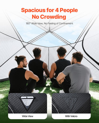 Outdoor Sauna Tent Pro, Portable Steam & Dry Sauna for 4 Persons, Heavy-Duty Oxford Cloth & Carbon Steel, Easy Setup for Camping, Backyard, or Home Gym,Easy Setup(Black)