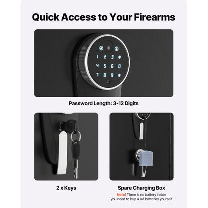 4 vapenskåp, långt vapenskåp för gevär och pistoler, snabbtillgängligt brandsäkert gevärskåp med 2 ammunitionsfack, 2 pistolfickor och 2 justerbara ställ, stort digitalt skåp med nyckel- och lösenordslås |  EU