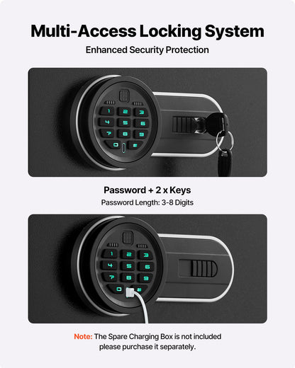 10-12 Gun Safe, Long Gun Cabinet for Rifles and Pistols, Quick Access Rifle Safe with 4 Pistol Pockets and 3 Adjustable Racks, Large Digital Cabinet with Key and Password Lock