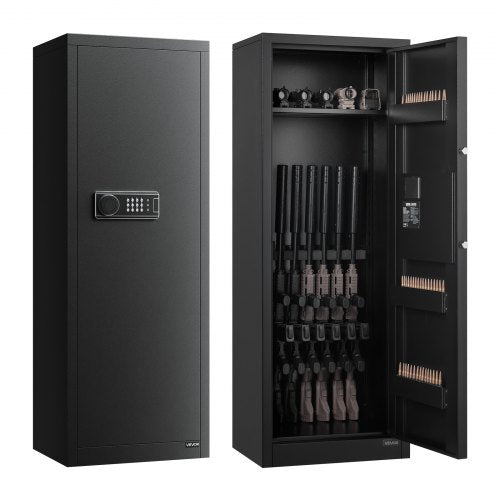 6-8 Gun Safe, Long Gun Cabinet for Rifles and Pistols, Quick Access Rifle Safe with 3 Ammo Slots and 2 Adjustable Racks, Large Digital Cabinet with Key and Password Lock
