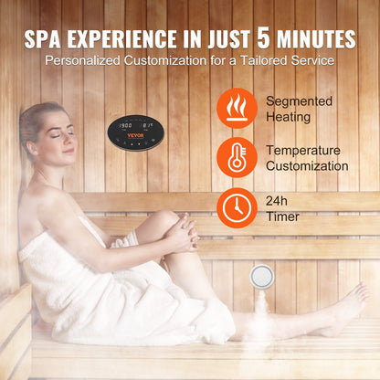 12KW Steam Shower Generator, Segmented Heating & Temperature Customization & 24h Timer Steam Kit, Automatic Drainage Home Steam Shower System Tested to UL Standards
