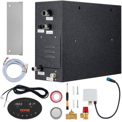 Steam Shower Generator, 15 kW, Segmented Heating & Temperature Customization & 24h Timer Steam Bath Kit, Automatic Drainage Luxury Home Steam Shower System, Acrylic Room Max. 530 Cu. Ft.