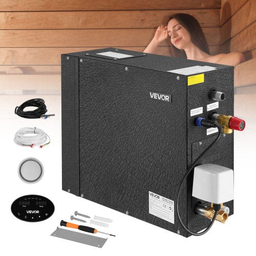 Steam Generator, 7.5 kW Steam Shower System with Controller for Home Sauna Bath Spa, Commercial Auto Drain Kit with Overheat, Dry-Run & Overpressure Protection, 10 Min to 24h Efficient, Black