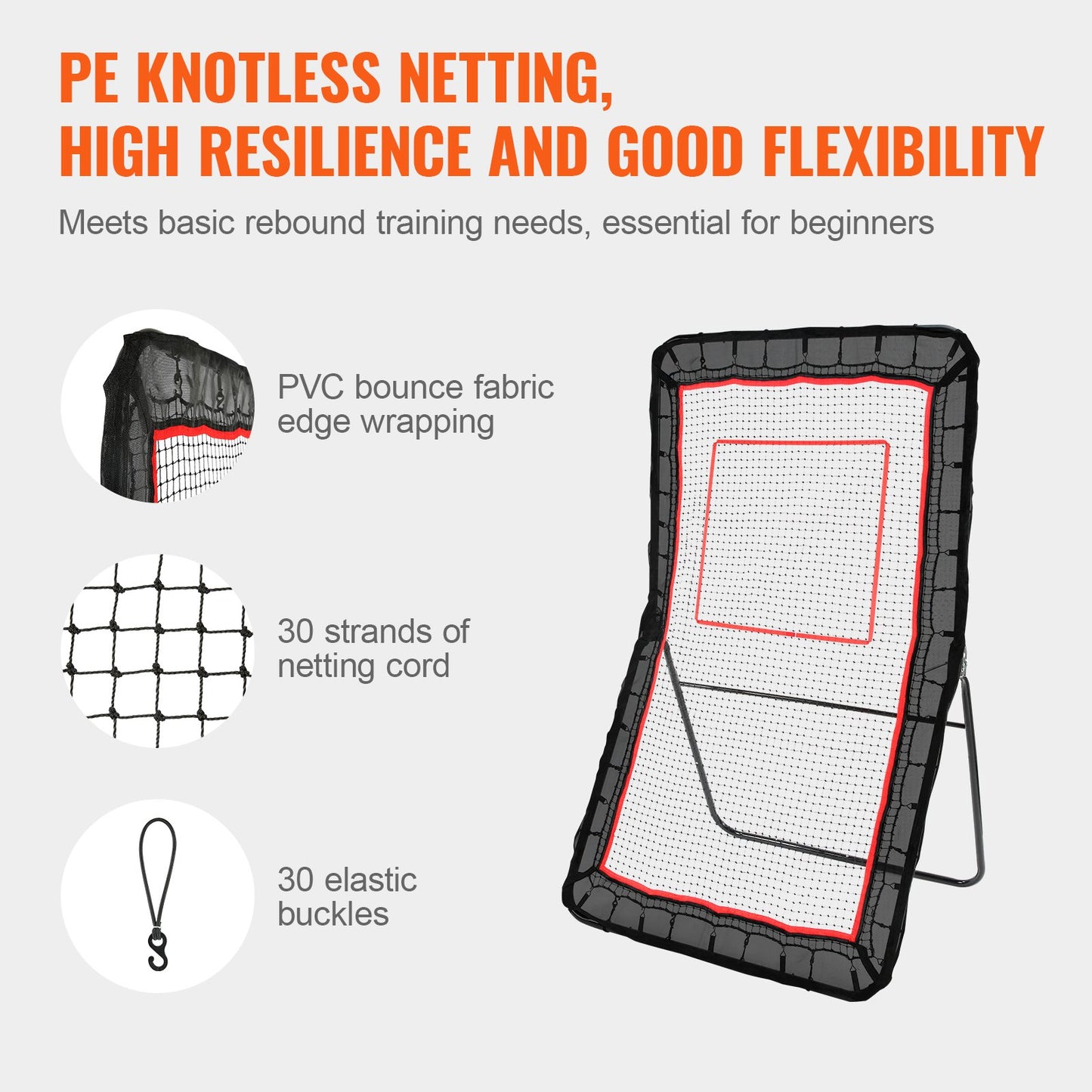 Lacrosse-Rebounder für den Garten, 4 x 7 Fuß Volleyball-Bounce-Back-Netz, Pitchback-Throwback-Baseball-Softball-Return-Trainingswand, Schießübungs-Trainingswand mit einstellbarem Winkel und Tor