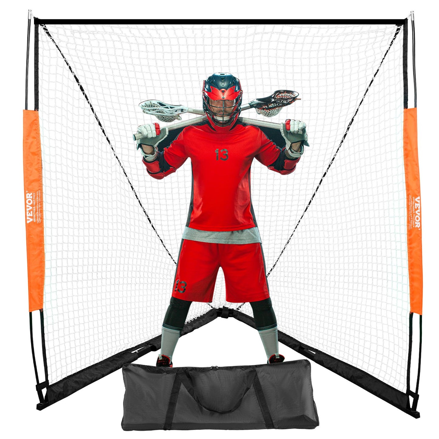 Lacrosse-Tor, 6' x 6' Lacrosse-Netz, tragbares Lacrosse-Tor mit Tragetasche, Fiberglasstangen, Lacrosse-Trainingsgerät für den Garten, einfach aufzubauendes College-Tor, perfekt für das Jugendtraining