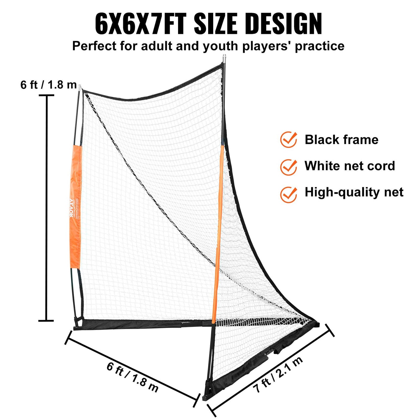 Lacrosse Goal, 6' x 6' Lacrosse Net, Portable Lacrosse Goal with Carry Bag, Fiberglass Rod Backyard Lacrosse Training Equipment, Easy Setup Collegiate Goal, Perfect for Youth Adult Training