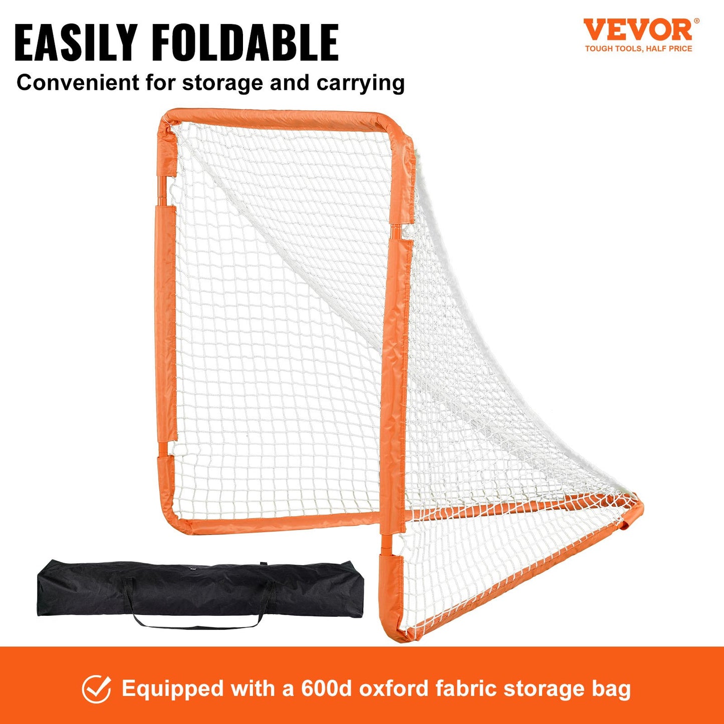 Lacrosse Goal, 4' x 4' Small Kids Lacrosse Net, Folding Portable Lacrosse Goal med bärväska, Iron Frame Backyard Training Utrustning, Snabb och enkel installation, Perfekt för ungdomsträning, Orange