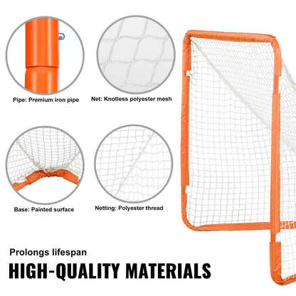 Lacrosse Goal, 4' x 4' Small Kids Lacrosse Net, Folding Portable Lacrosse Goal med bärväska, Iron Frame Backyard Training Utrustning, Snabb och enkel installation, Perfekt för ungdomsträning, Orange
