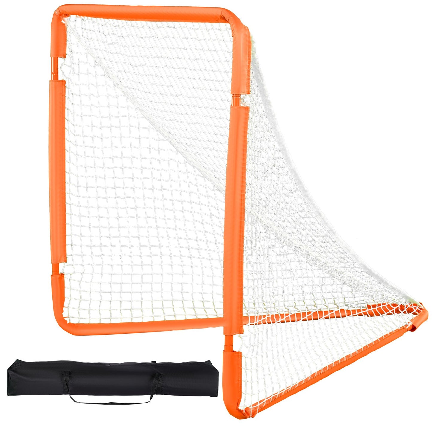 Lacrosse Goal, 4' x 4' Small Kids Lacrosse Net, Folding Portable Lacrosse Goal med bärväska, Iron Frame Backyard Training Utrustning, Snabb och enkel installation, Perfekt för ungdomsträning, Orange