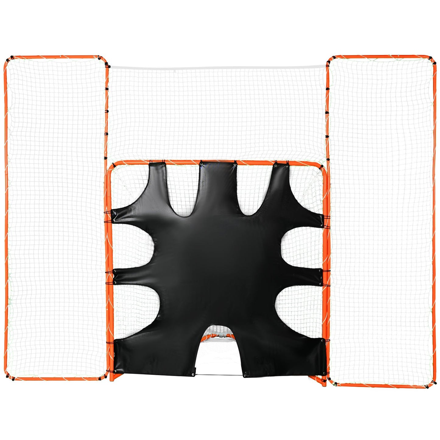 3-in-1-Lacrosse-Tor mit Backstop und Tor, 12' x 9'' Lacrosse-Netz, Stahlrahmen-Lacrosse-Rebounder-Ausrüstung für den Garten, schnell und einfach aufzubauendes Trainingsnetz, perfekt für das Jugendtraining, Orange