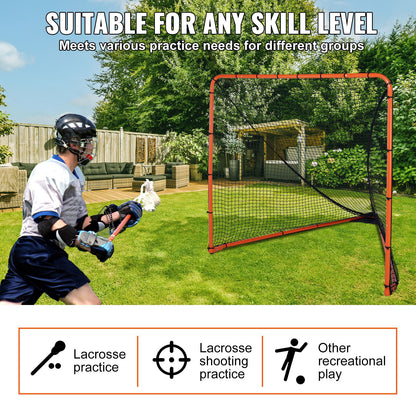 Lacrosse-Tor, 6' x 6' Lacrosse-Netz, zusammenklappbares tragbares Lacrosse-Trainingsgerät für den Garten, Trainingsnetz mit Stahlrahmen, schnell und einfach aufzubauendes Lacrosse-Tor, perfekt für das Training von Jugendlichen und Erwachsenen, Orange