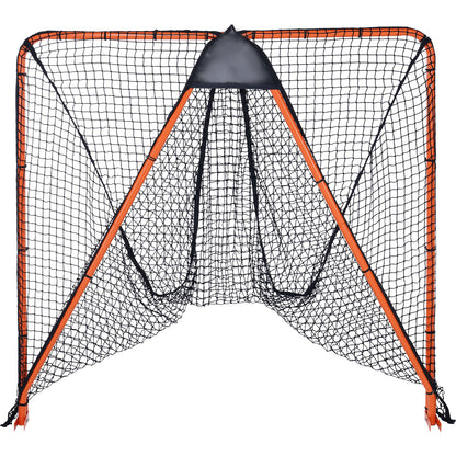 Lacrosse-Tor, 6' x 6' Lacrosse-Netz, zusammenklappbares tragbares Lacrosse-Trainingsgerät für den Garten, Trainingsnetz mit Stahlrahmen, schnell und einfach aufzubauendes Lacrosse-Tor, perfekt für das Training von Jugendlichen und Erwachsenen, Orange