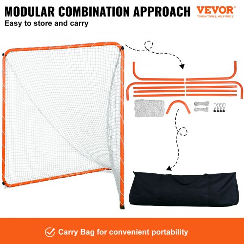 Lacrosse-Tor, 6' x 6' Lacrosse-Netz, Stahlrahmen-Lacrosse-Trainingsgerät für den Garten, tragbares Lacrosse-Tor mit Tragetasche, schneller und einfacher Aufbau, perfekt für das Jugendtraining, Orange | EU