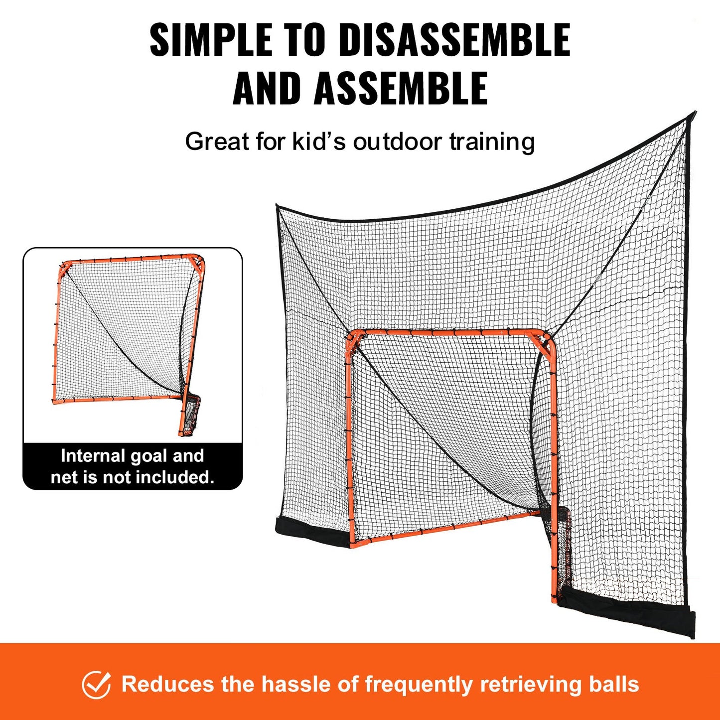 Hockey- und Lacrosse-Torfang mit erweiterter Abdeckung, 12' x 9' Lacrosse-Netz, komplettes Trainingsnetz mit Zubehör, schnell und einfach aufzubauende Lacrosse-Ausrüstung für den Garten, perfekt für das Jugendtraining