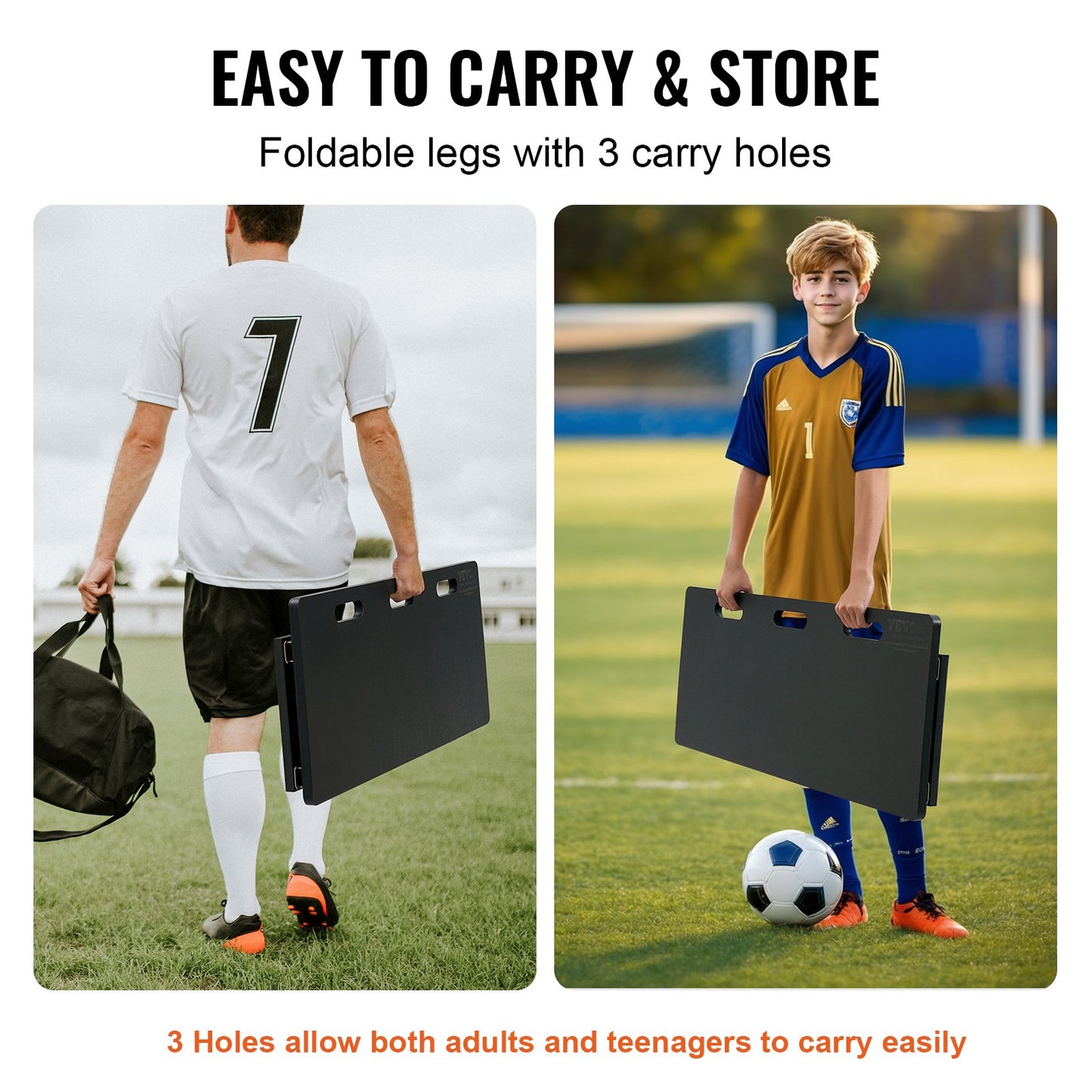 Soccer Rebounder Board, 40"X16" Portable Soccer Wall with 2 Angles Rebound, Foldable HDPE Kickback Rebound Board, Soccer Training Equipment for Kids and Adults, Passing & Shooting Practice