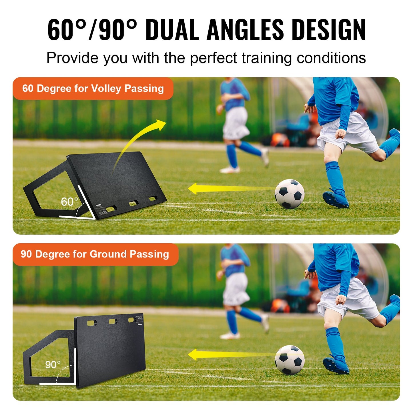 Soccer Rebounder Board, 45"X18" Portable Soccer Wall with 2 Angles Rebound, Foldable HDPE Kickback Rebound Board, Soccer Training Equipment for Kids and Adults, Passing & Shooting Practice