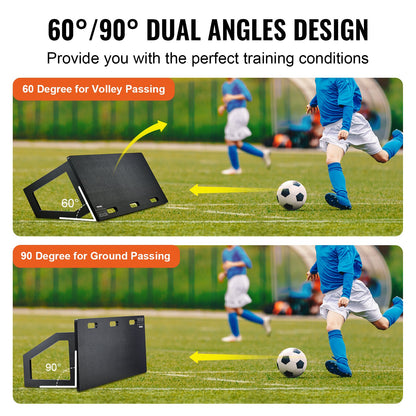 Soccer Rebounder Board, 45"X18" Portable Soccer Wall with 2 Angles Rebound, Foldable HDPE Kickback Rebound Board, Soccer Training Equipment for Kids and Adults, Passing & Shooting Practice