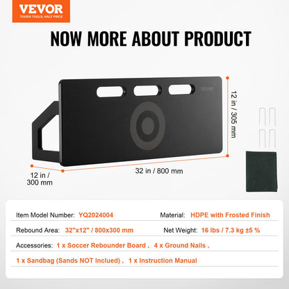 32"X12" Football Rebounder Board Portable Football Wall with 2 Angles Rebound