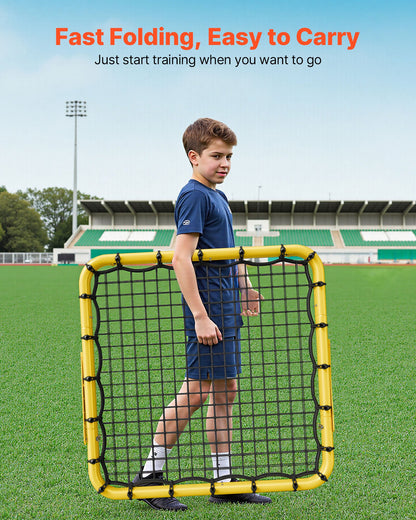 Soccer Rebounder Rebound Net, 40"x35"x37" Portable Football Training Gifts, Fully Adjustable Angles Goal Net, Aids & Equipment for Kids Teens & All Ages, Easy Set Up & Perfect Storage