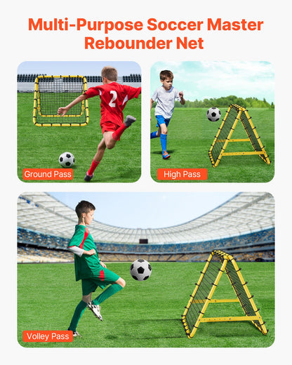 Soccer Rebounder Rebound Net, 40"x35"x37" Portable Football Training Gifts, Fully Adjustable Angles Goal Net, Aids & Equipment for Kids Teens & All Ages, Easy Set Up & Perfect Storage