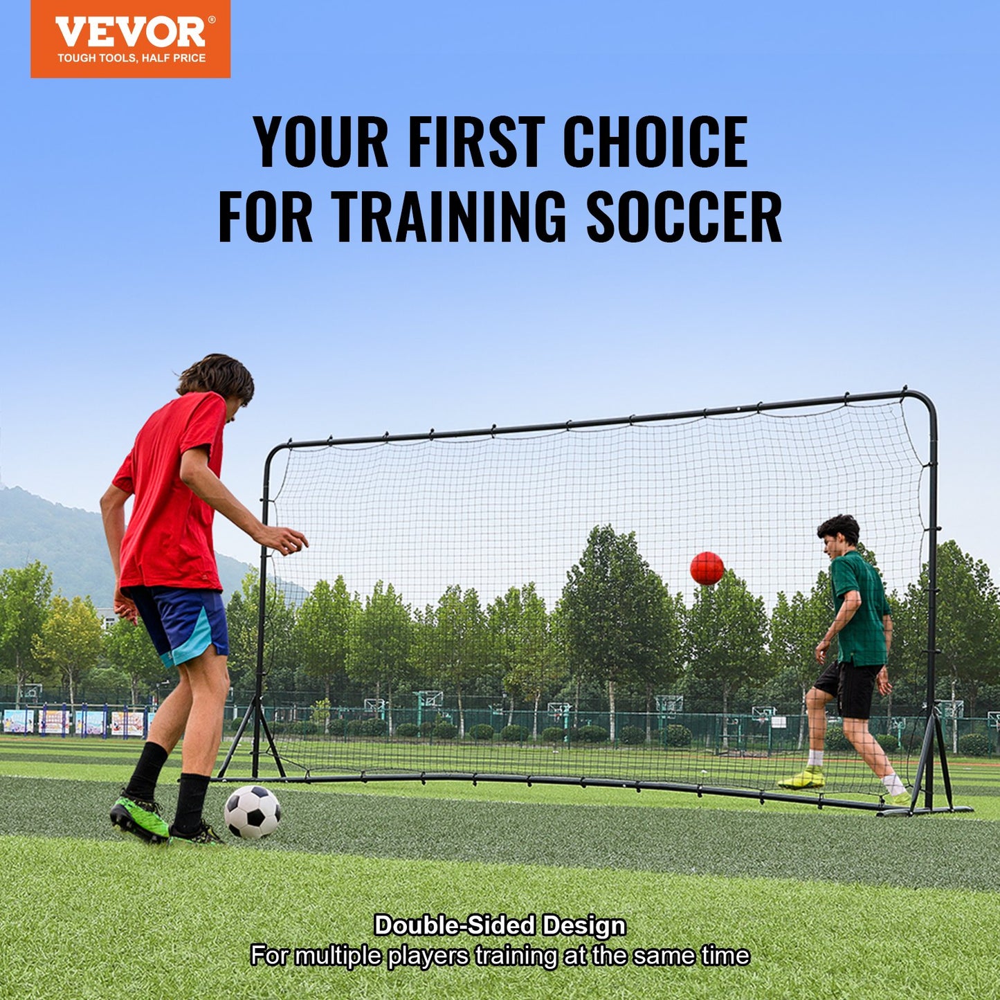 Soccer Rebounder Net, 12x6FT Iron Soccer Training Equipment, Sports Football Training Gift with Portable Bag, Volleyball Rebounder Wall Perfect for Backyard Practicing, Solo Training, Passing