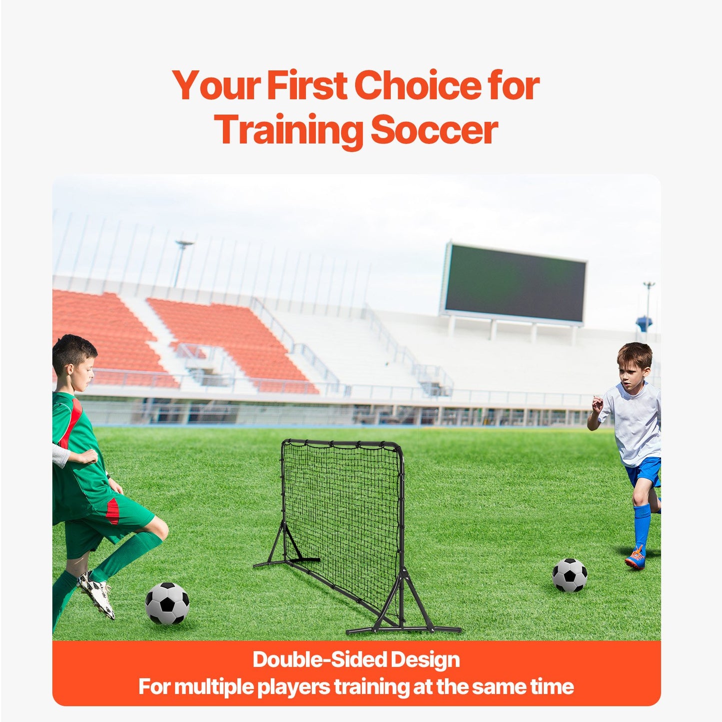 6x4FT Football Rebound Trainer Soccer Training Equipment Double Sided Net